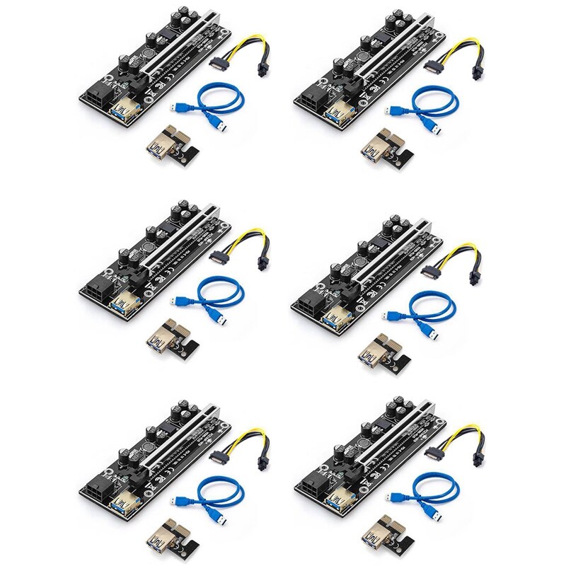 4Pcs 8 Pin PCI-E PCI Express Graphics Video Card &amp; 6Pcs VER009 Express 1X 4X 8X 16X Extender Pcie Riser Adapter Card