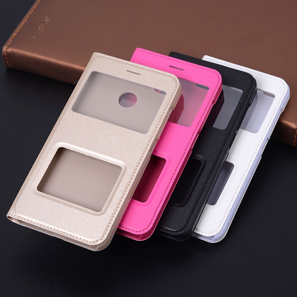 Flip Cover Leather Phone Case For Xiaomi Redmi 4X 4 X Pro Redmi4 Redmi4X Xiomi Xaomi Xiami Shockproof Clear Window View Cases