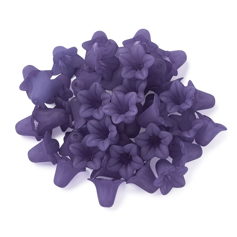 50pcs Transparent Acrylic Flower Beads Spacer Bead Cap Frosted for Jewelry Making DIY Bracelet Necklace Supplies 16x12mm: Indigo