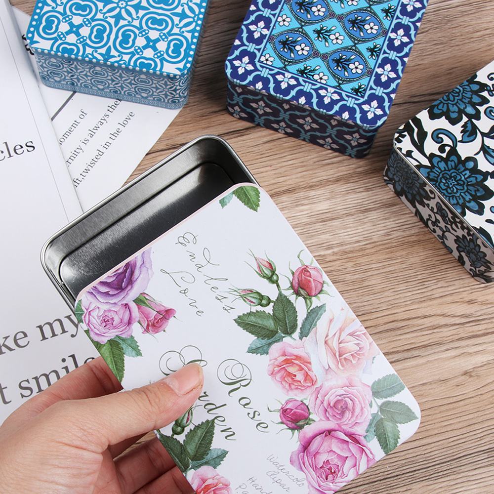 Metal Rectangular Empty Mini Iron Box Portable Containers Small Storage Push-Pull Organizer Candy Pill Cases Cosmetic Tin Boxes