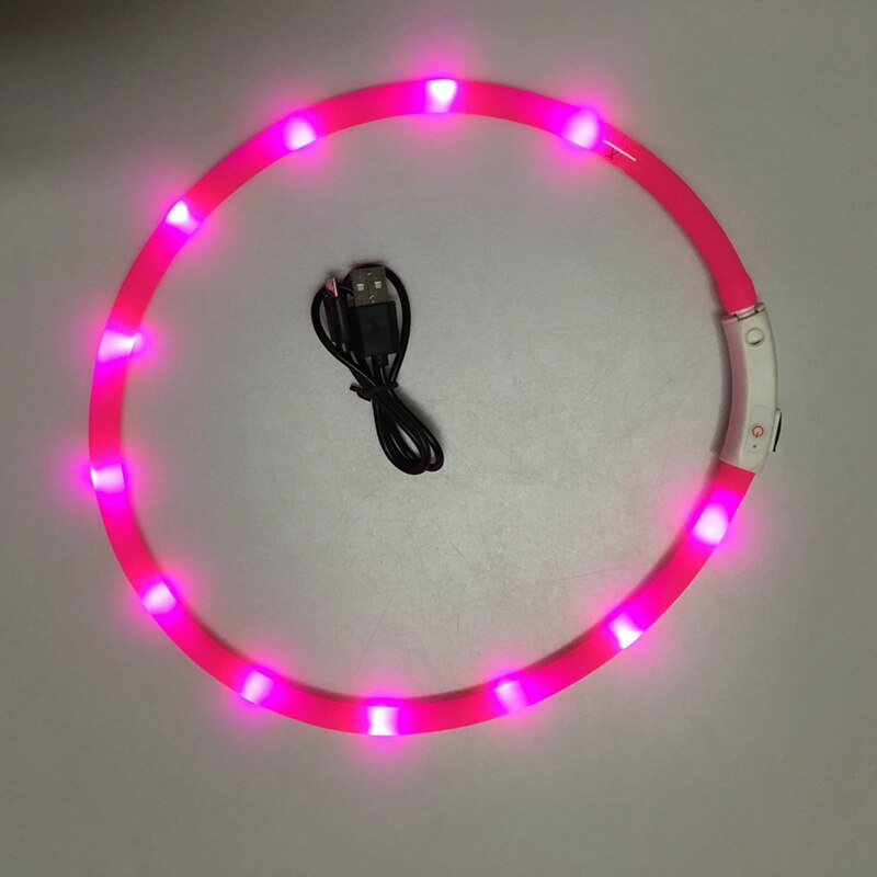 Halsband för hundar usb uppladdningsbart säkerhetsvarning silikonhalsband led-ljus lysande hundhalsband glödande hundhalsband: Sid / L