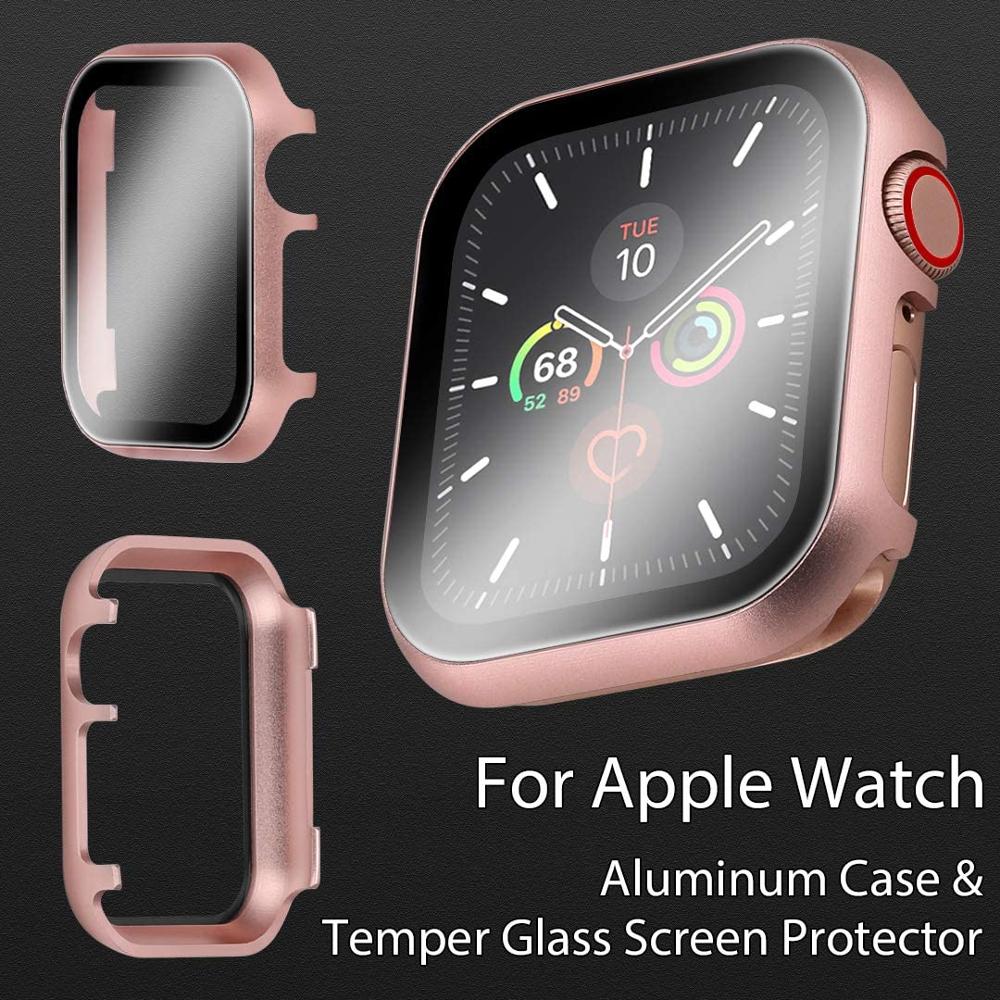 Case Voor Apple Horloge 6 Se 5 4 44Mm 40Mm Metal Bumper Cover Met Glas Protector Film Voor iwatch Serie 3 2 38Mm 42Mm Accessoires