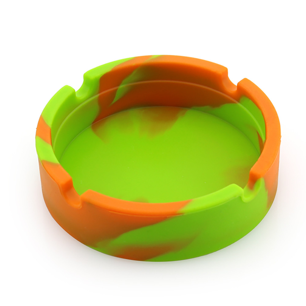 30# 1pc Portable Silicone Rubber High Temperature Heat Resistant Round Ashtray: Orange 