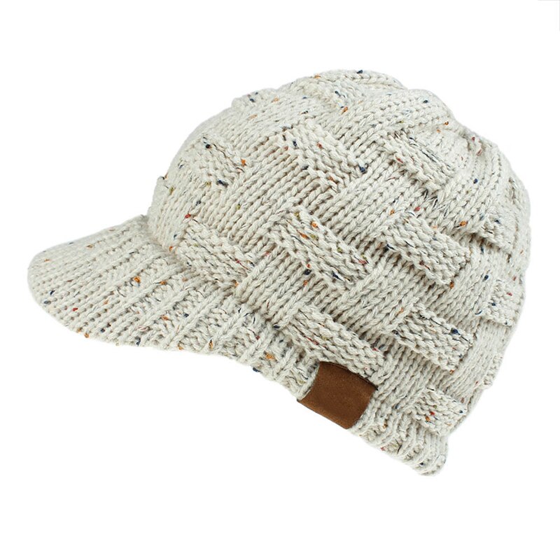 Women Ponytail Beanies Autumn Winter Hats Female Soft Knitting Caps Warm Ladies Skullies For Female Knitted Baseball Cap: Beige floral thread