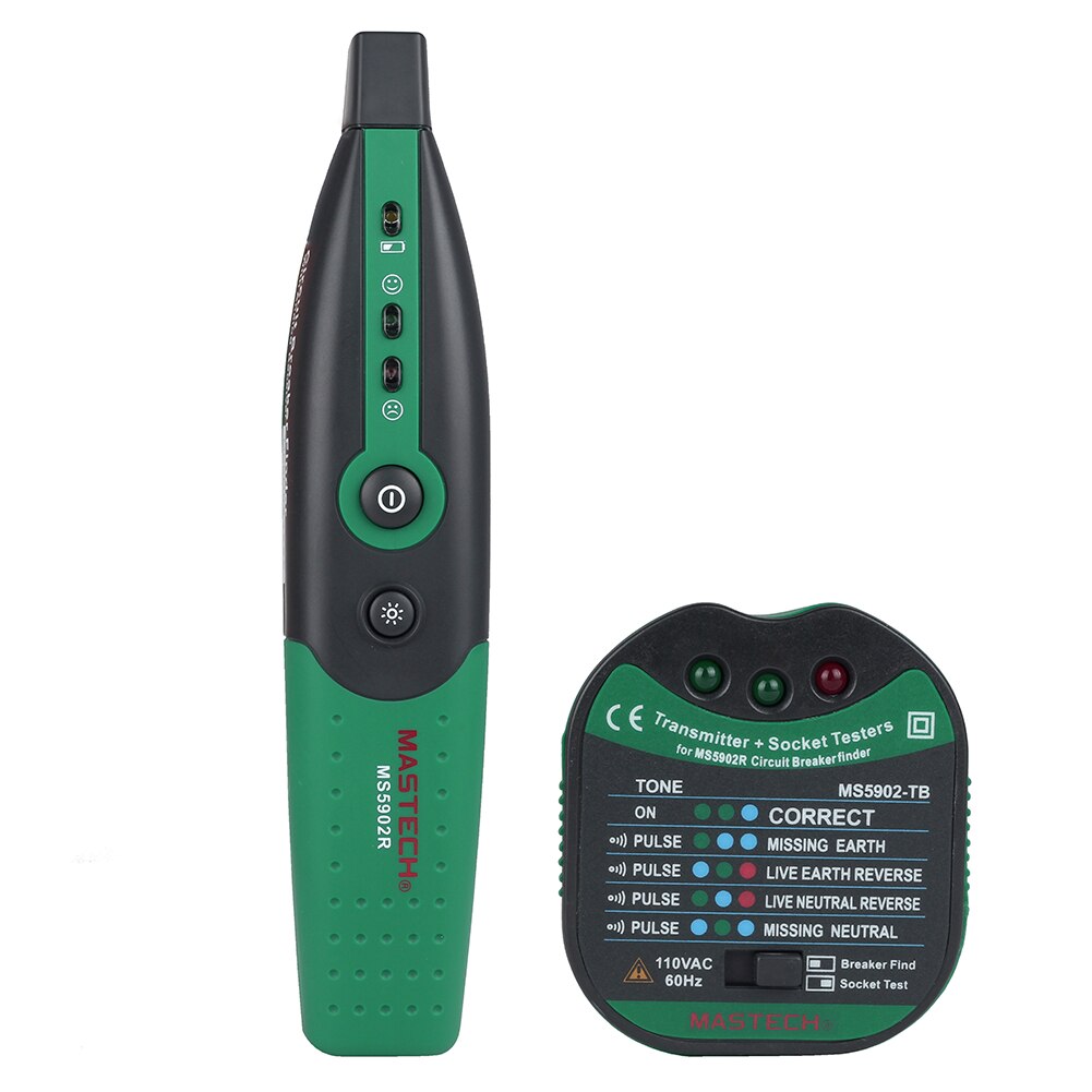 MS5902 AC 220V Socket Tester Circuit Breaker Finder Portable Low Battery Warning Home Office Automatic With Indicator Light