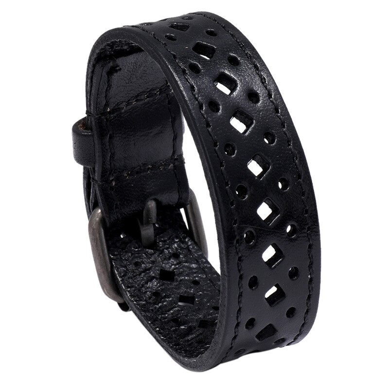 Niuyitid Retro Hollow Out Mannen Armband Hand Sieraden Pulsera Bijoux Party Drie Kleuren: black