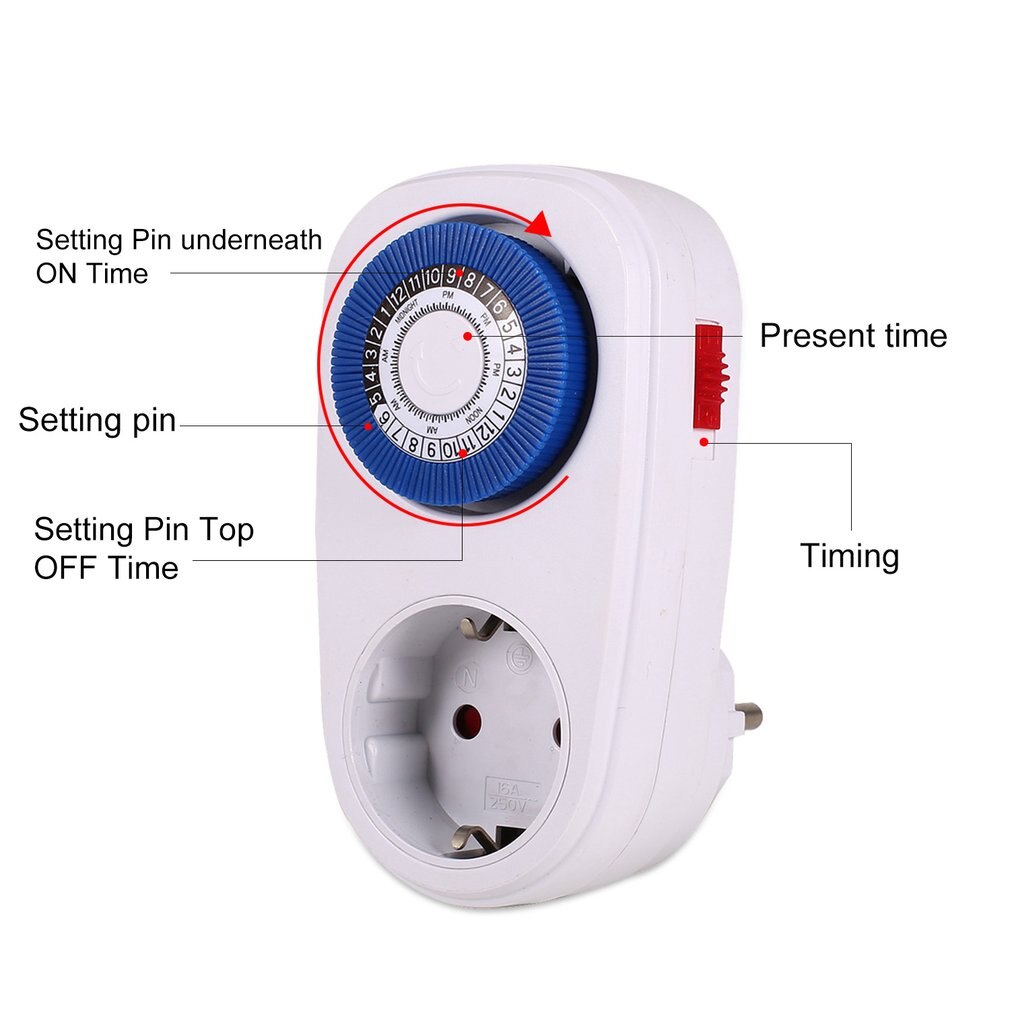 Temporizador interruptor inteligente cuenta atrás enchufe 24 horas enchufe mecánico programable interior Auto apagado