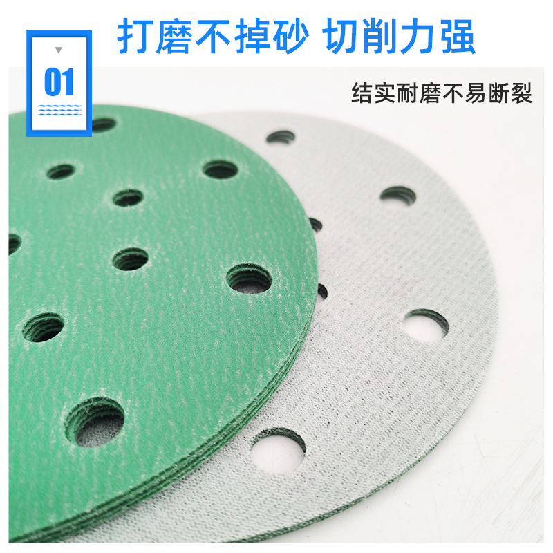 Grønne 100 ark  of 6 tommers 17- hulls sandpapir 150 mm runde flokkingspapir 80-400- korns slipepapir for festool slipemaskin