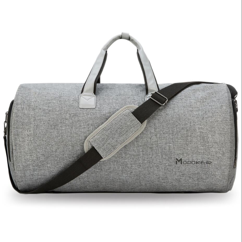 Modoker Garment Reisetasche mit Schulter Gurt Seesack Tragen auf Hängen Koffer Kleidung Business Taschen Mehrere Taschen: Grey