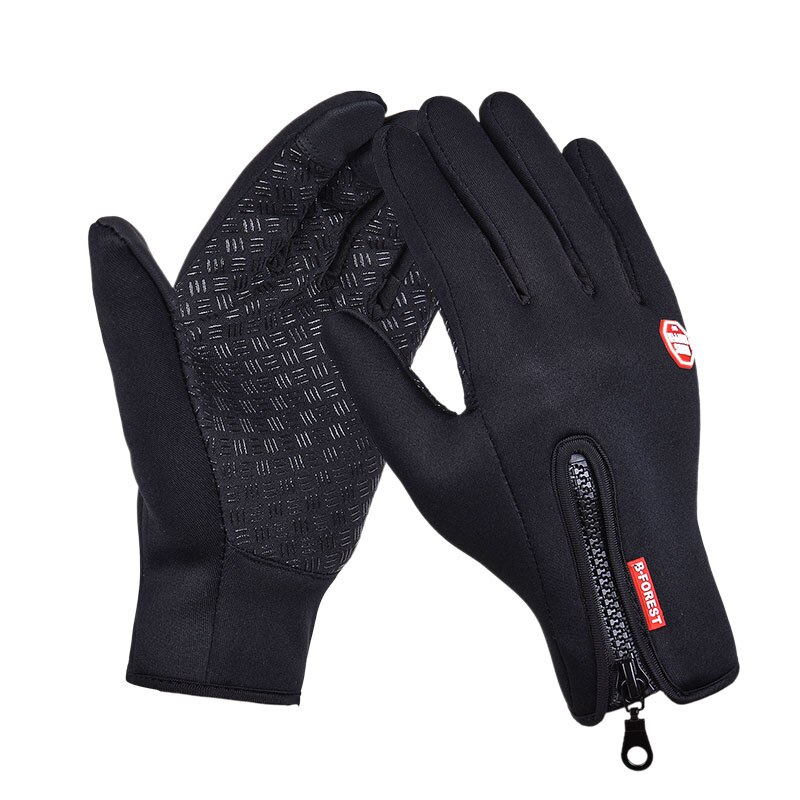 Buitensport wandelen winter fiets fiets handschoenen voor heren dames windstopper kunstleer zachte warme handschoenen: Zwart / M