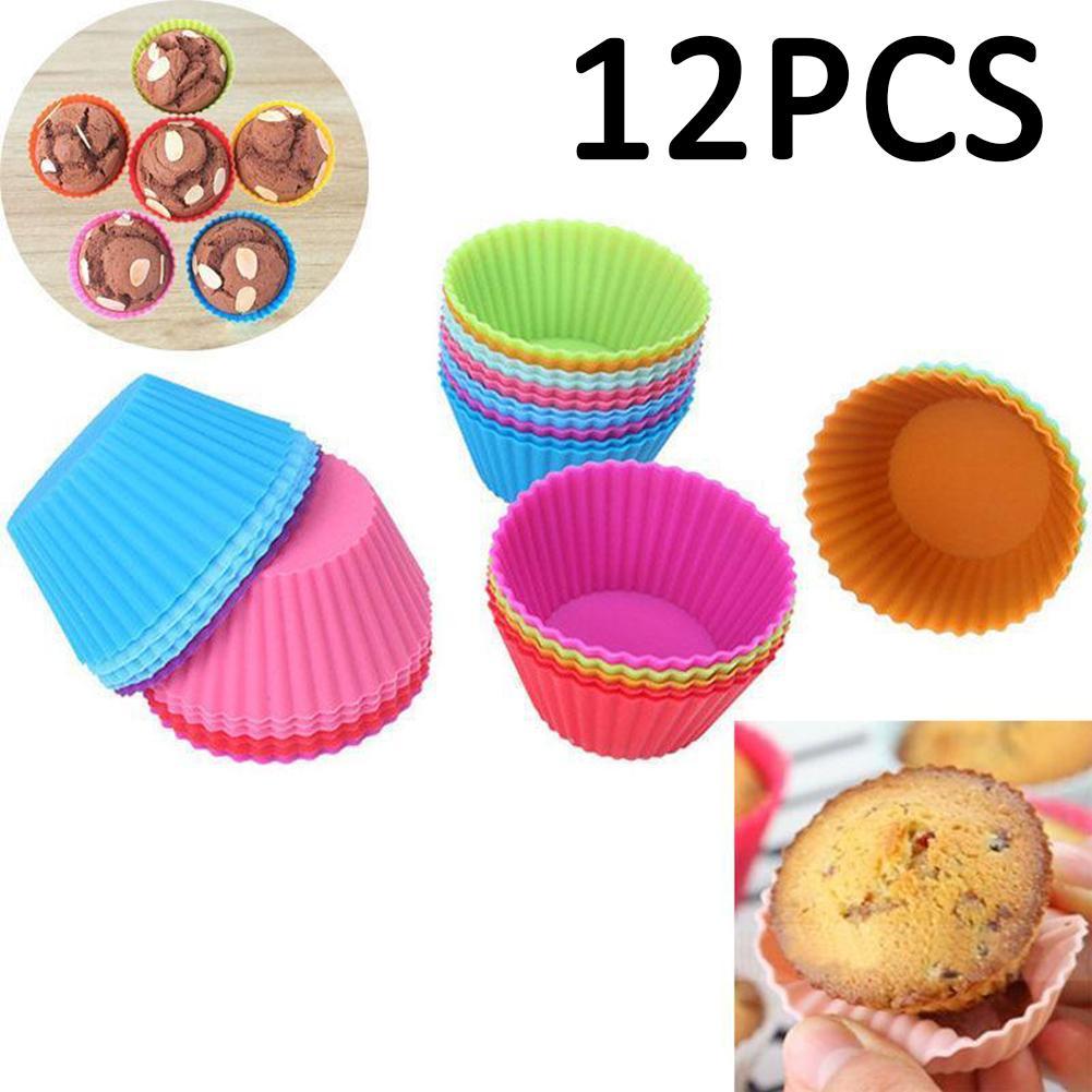 12 stuks Soft Silicone Cake Muffin Chocolade Cupcake Bakvormen Baking Cup Mold