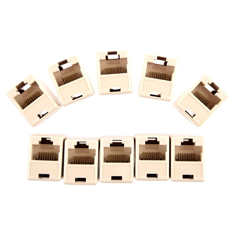 10 stuks  rj45 cat 5 koppelingen - verbindingsstukken - geslachtsveranderaars & 5 stuks beige kunststof  rj11 6 p 4c vrouwelijke/vrouwelijke telefoonkabel inline connect