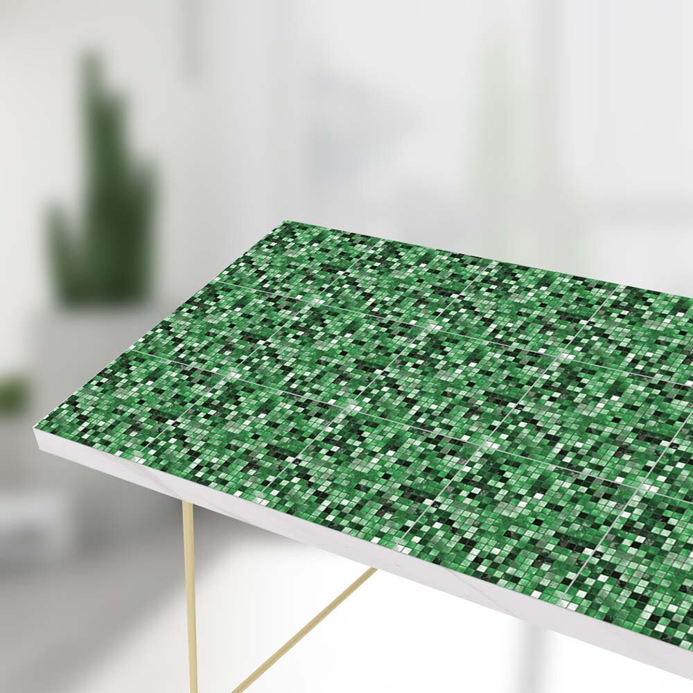 Green Mosaic Tile Sticker Self Adhesive DIY Kitchen Bathroom Home Decor Anti-Water Modern Crystal Vinyl Tiles Paper 10CS