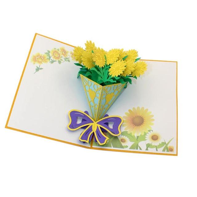 Blessing Birthday with Year Folding Message Hollow Wedding Baby Shower for lover Floralpot Greeting Card: C