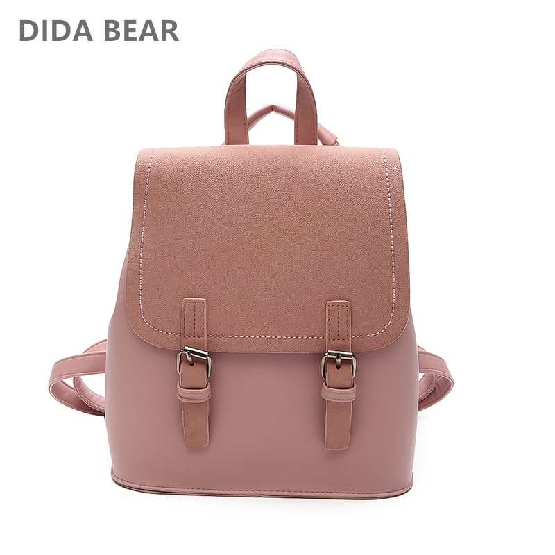 DIDABEAR Leather Small Backpack Women Backpacks Female School Bags for Girls Travel Bag Black Pink Brand