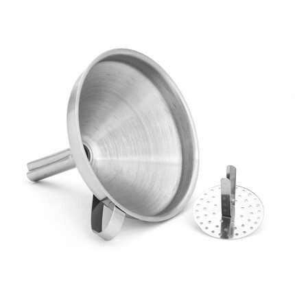 Stainless steel funnel oil drain thick food grade funnel pourer large diameter filter oil residue: With filter
