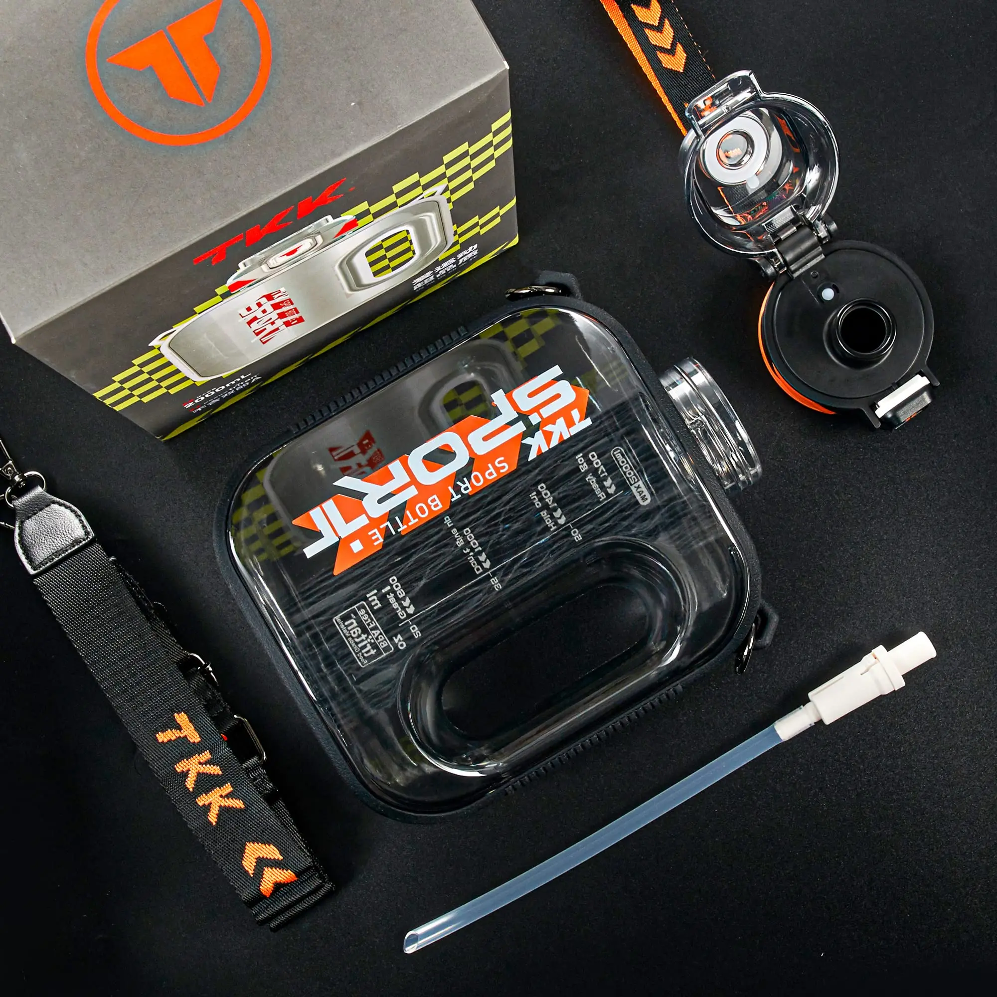 Tkk 1/1.6/2l Sportwaterfles Tritan Creatieve Beker Met Grote Capaciteit Hittebestendige Outdoor Reisketel Voor Volwassenen Sportschool Fitnesskannen