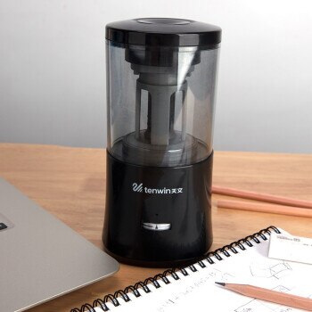 Tenwin Stationery Automatic Electric Pencil Sharpener USB Heavy Duty Mechanical with Container Battery for Kids Ten Win: B Black