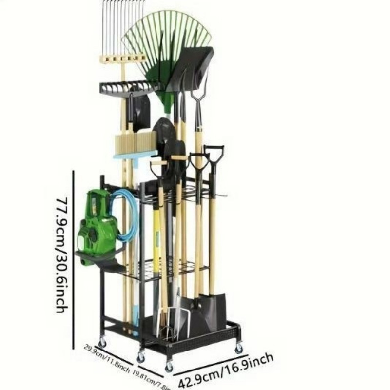 Garden Tool Organizer Garden Tool Stand Yard Tool Tower Rack for Garage Organization and Storage for Long-Handled Rakes Brooms