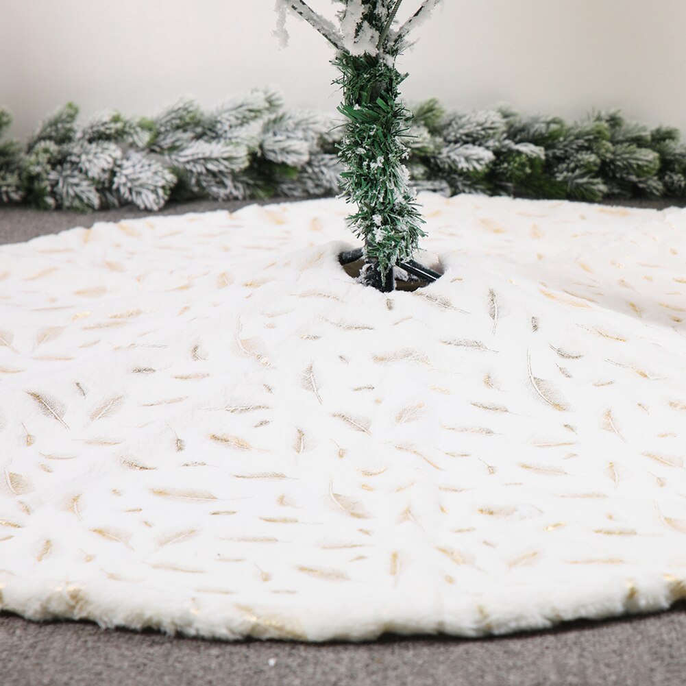 1pc 90/122cm Christmas Tree Skirt White Flannel Embroidered Snowflake Skirt Christmas Xmas Tree Floor Mat Decoration