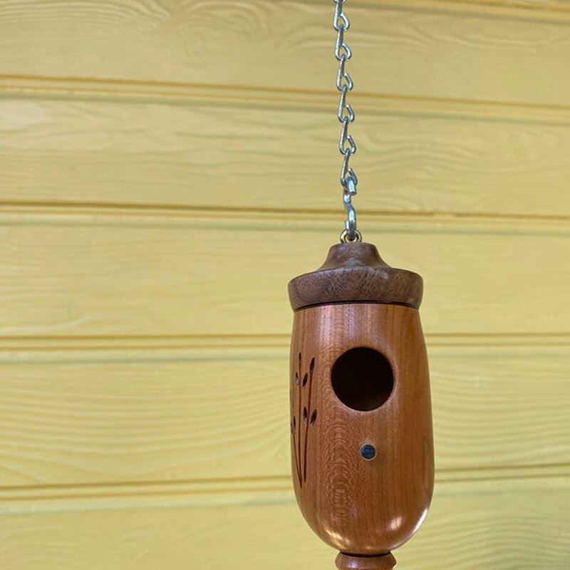 Natural Bird House, Natural Hanging Hummingbird Nest Wooden Garden Ornament for Outdoors