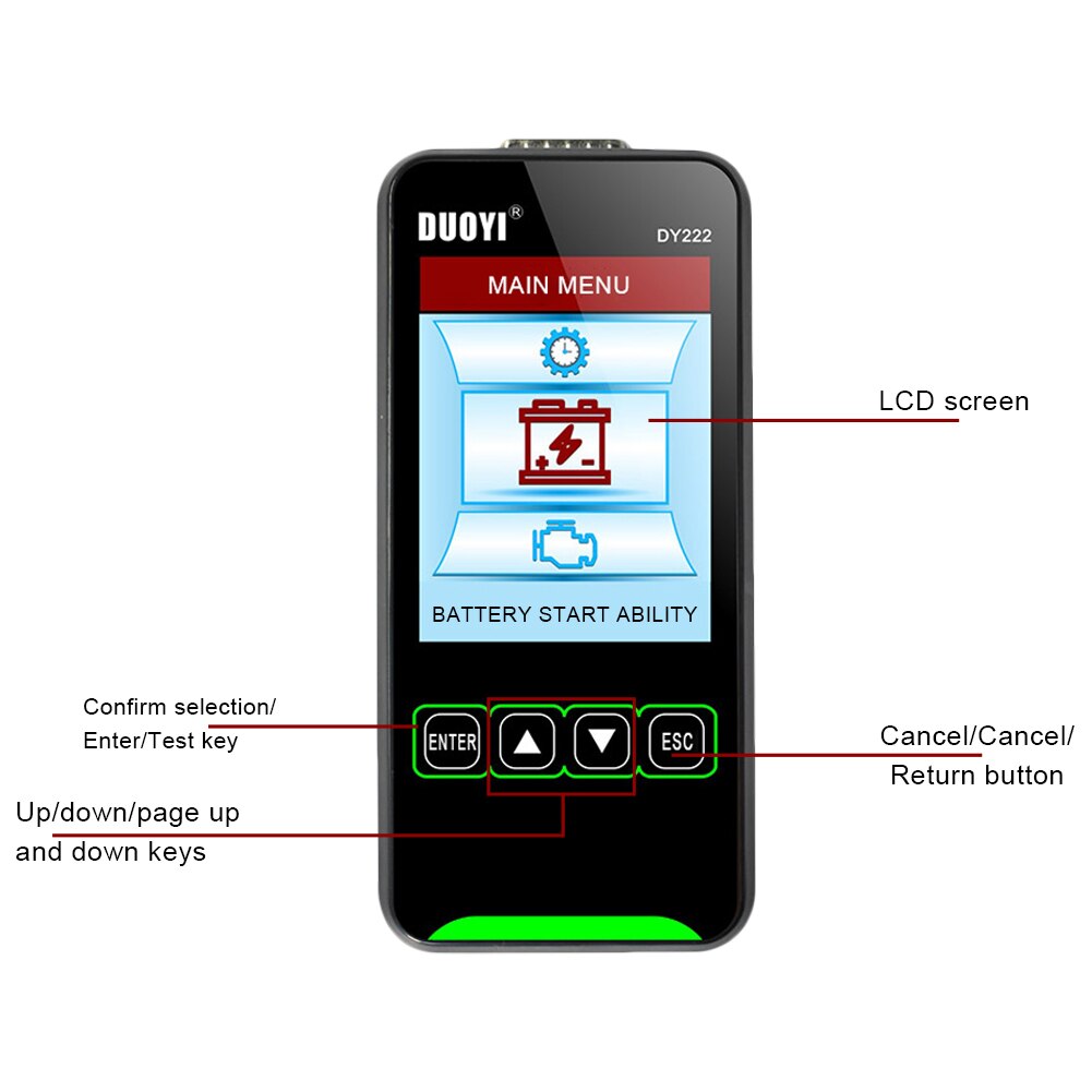 DY222 12V/24V Car Battery Load Tester Multifunctional Battery Health Checker Automotive Battery System Tester