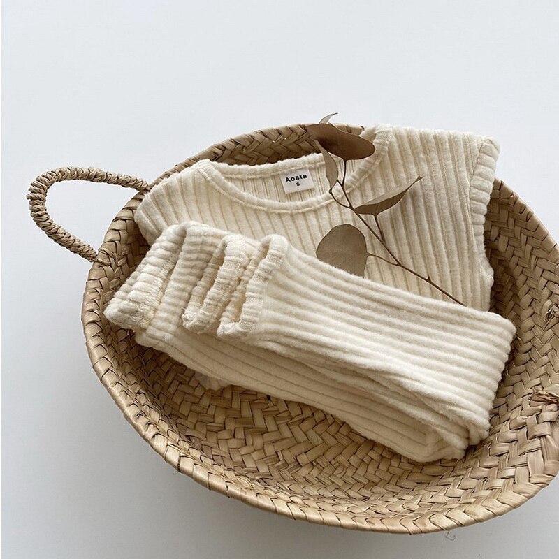 2021 New Spring Baby Waffle pigiama set spessa calda manica lunga abiti per la casa sonno abbigliamento per bambini YN001