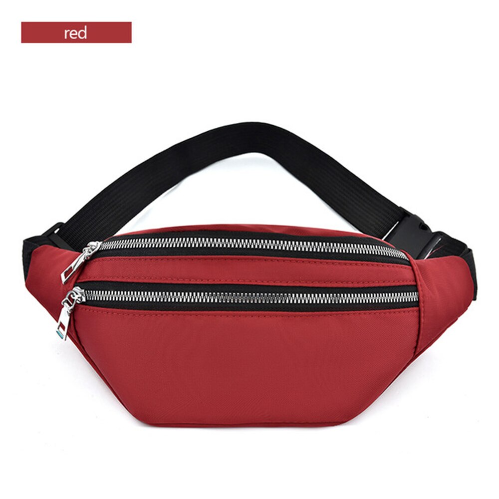 Women Men Colorful Unisex Waistbag Belt Bag Mobile Phone Zipper Pouch Packs Belt Bags: Red
