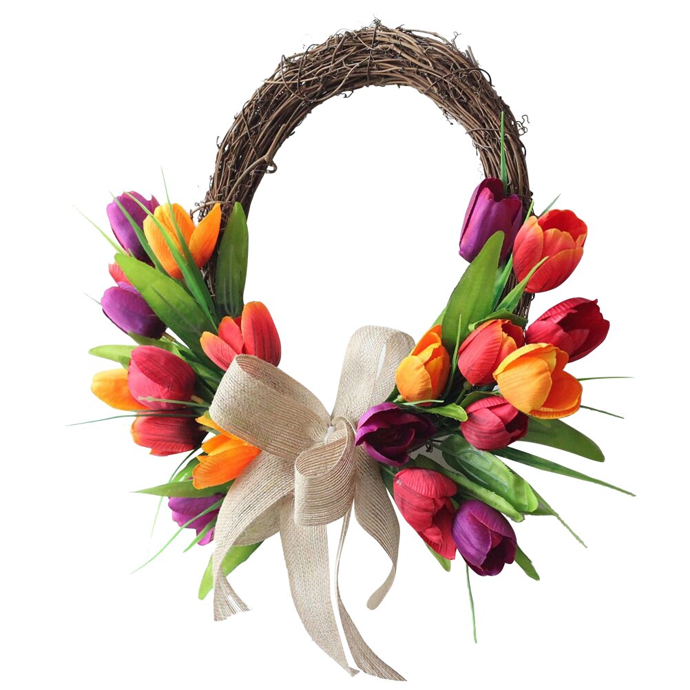 Tulip Wreath Decor Door Hanging Decor Home Hanging Wreath Festival Wreath Decor Wreath Pendant for Home Office: Default Title