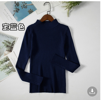 Zjaiss 2025 Herfst Basic Dieptepunt Trui Top Vrouwen Geribbelde Zachte Mock Hals Elastische Trui Warme Effen Kleur Slanke Jumper: Lichtblauw