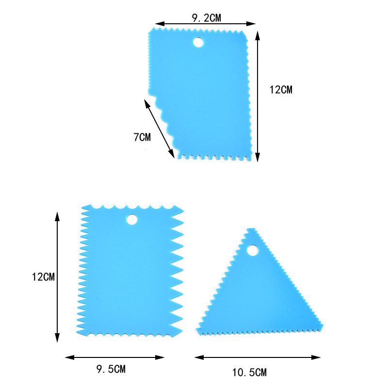 Pastry Dough Cutter Cake Bread Slicer Baking Tools For Cakes Scraper Cake Blade Silicone Spatula For Cake Patisserie 3PCs/Set: style 2 blue