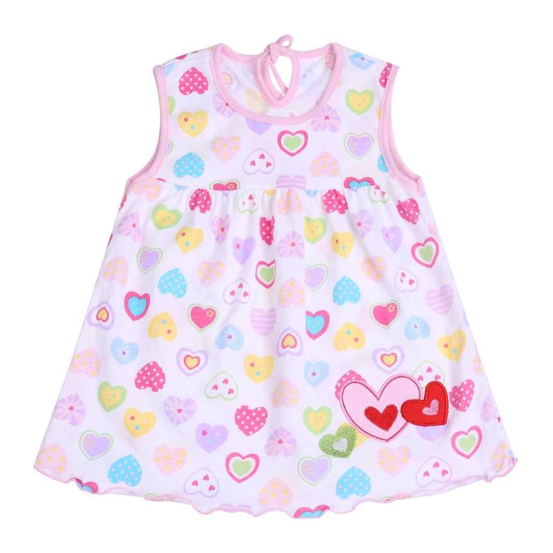 Summer Girls Dresses Newborn Baby O-neck Sleeveless Cotton Princess Mini Casual Dress Child Cute Pattern Decor Dot Clothes: f