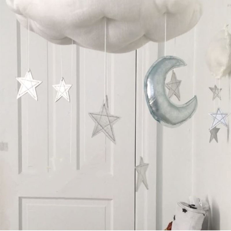 Baby Kids Bedding Rattles Hanging Ornament Bedroom Crib Wall Decor Clouds Golden Moon Stars Style Photo Props Toy