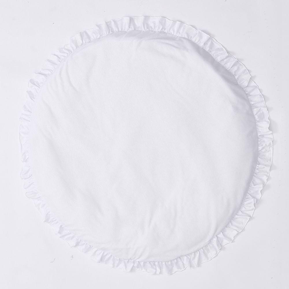 Baby Kruipen Mat Nordic Pasgeboren Gym Pad Zachte Katoen Speelmat Spel Kussen Tapijt Ruche Ronde Effen Tapijt Kid Kinderkamer decor: WHITE