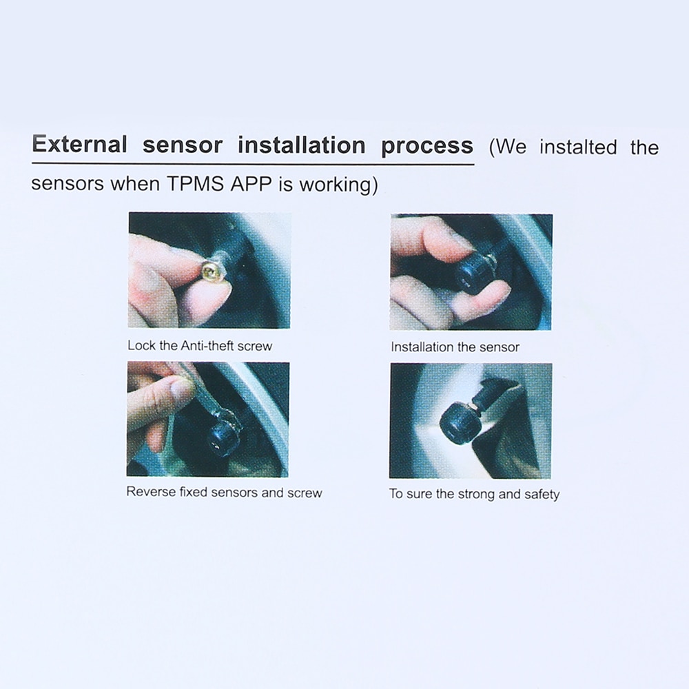 Tire Pressure Monitoring System For Android Navigation 4 Tires' Pressure & Temperaturewith 4 External Sensors Real-time Display