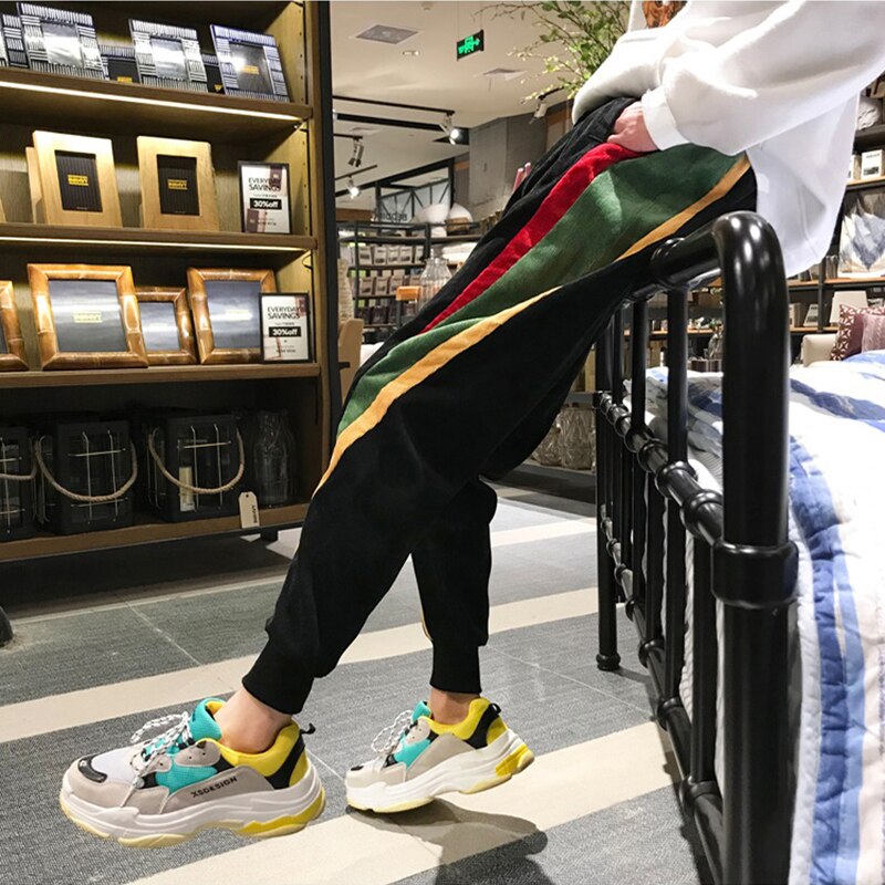 Rua hip-hop calças simples vestido estilo ginásio jogging temperamento calças soltas calças de fitness masculina roupas masculinas musculação