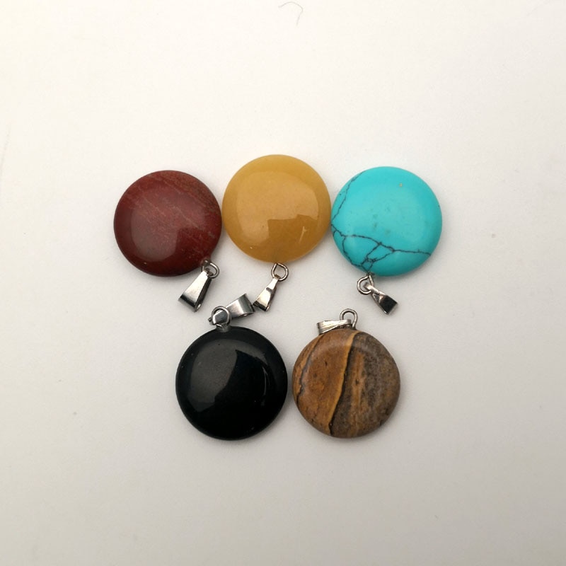 natural stone mixed round pendants for jewelry making charms trendy accessories 12pcs/lot