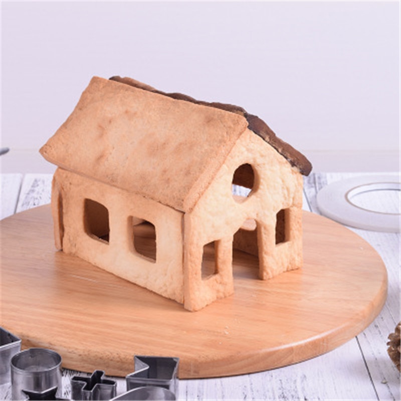 8 stk 3d rustfrit stål julehonningkage kage udstikker sæt kikseform honningkage hus cookie fondant bage udstikker