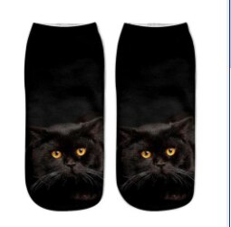 1 Paar Creatieve 3D Kat Patroon Sokken Vrouwen Meisjes Kid Katoen Zachte Korte Sok Cartoon Patroon Boot Sok Enkelsok: black