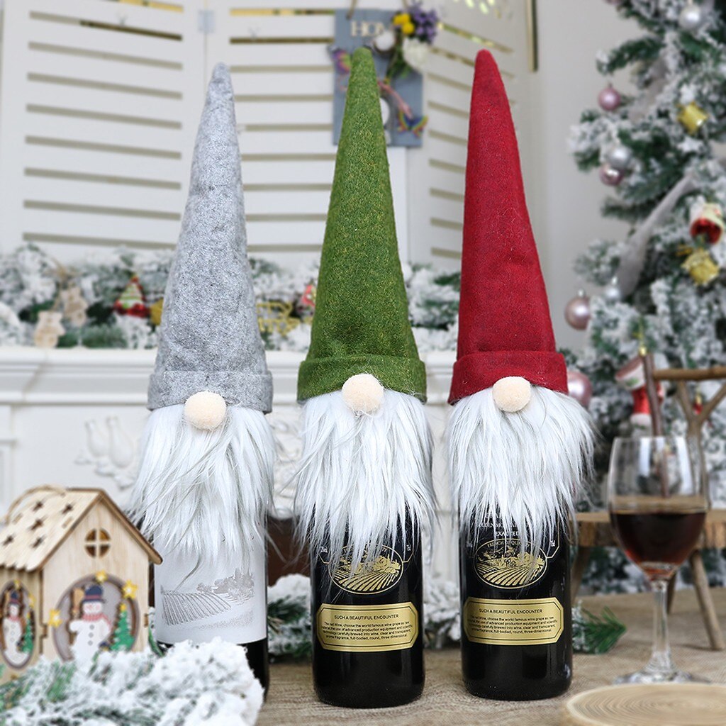 Kerstmis Champagne Fles Cover Jurk Up Decoratie Kerst Faceless Pop Festival Kerst Ambachten Decoratie Accessoires Q5