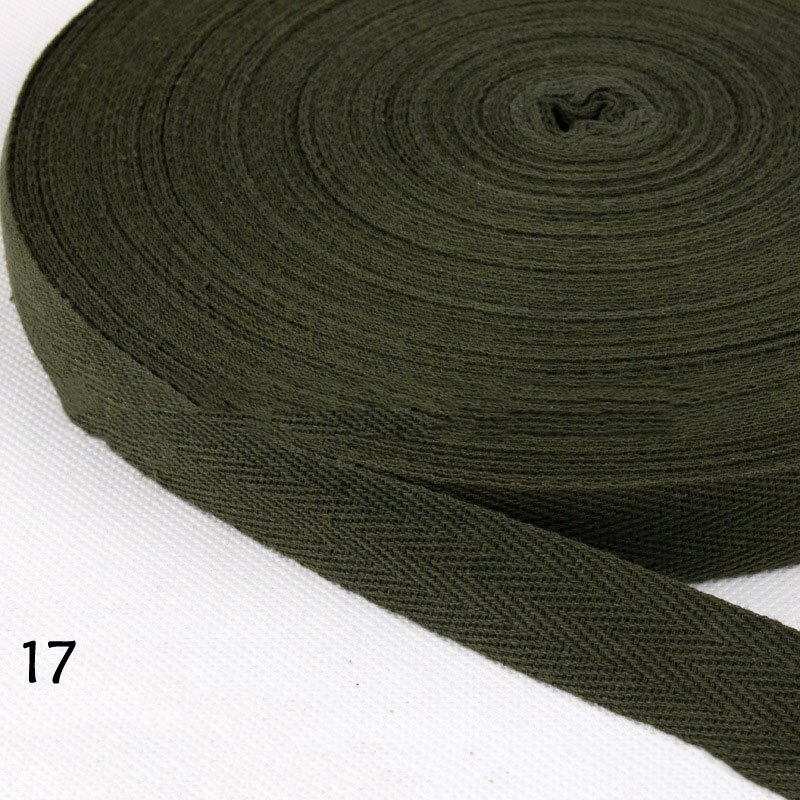 45Meters 10mm Cotton Herringbone Webbing Bias Binding Tape Bag Lable Ribbons for Wrapping Clothes Sewing Accessories DIY Craft: 17 army green