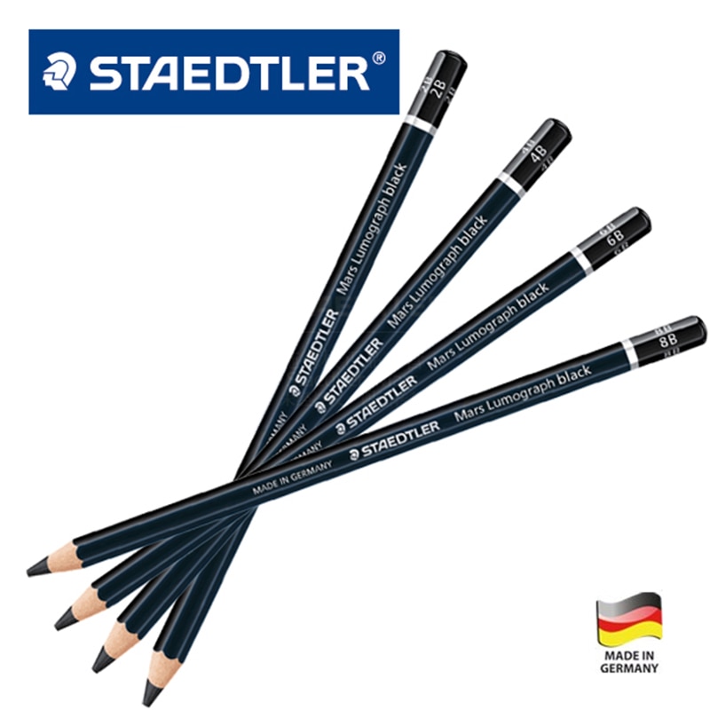 Staedtler Ergosoft Matita Da Colorare Nero Barile Marte Staedtler Lumograph Disegno e Schizzi Matite HB 2B 4B 6B 7B 8B 12 pz