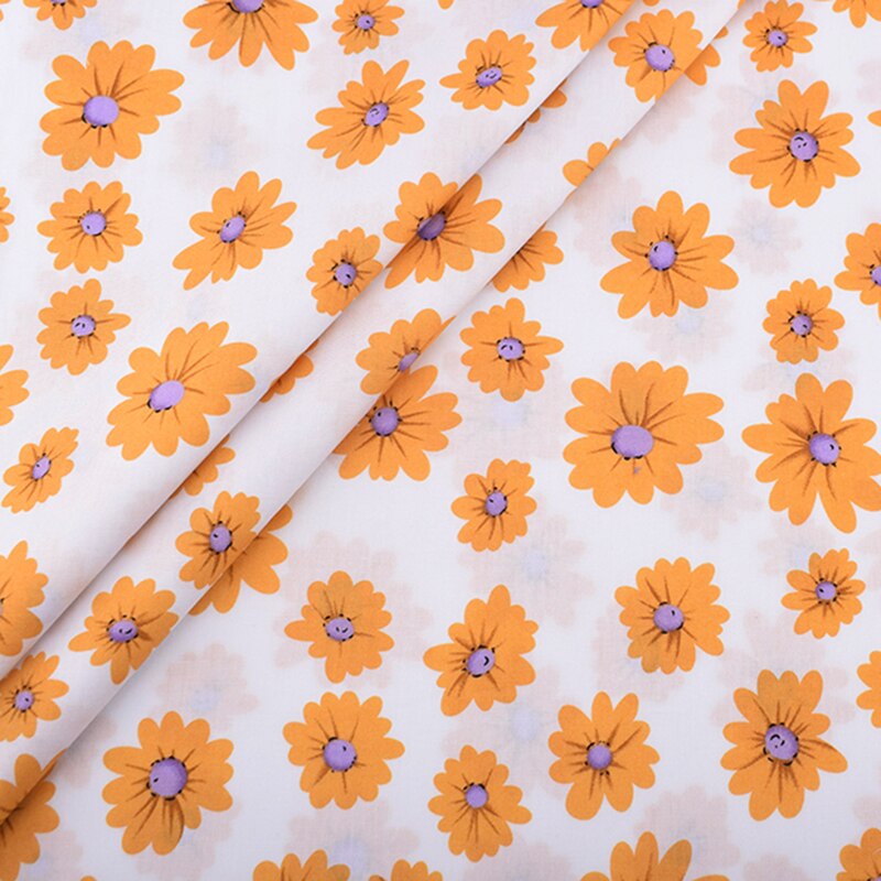 Färskt daisy blommig serie tryckt vanligt bomullstyg, gör-det-själv-quiltning och sömnad av poplinmaterial för baby- och barnklänning, skjorta, kjol: A 1 delar / 100 x 145cm