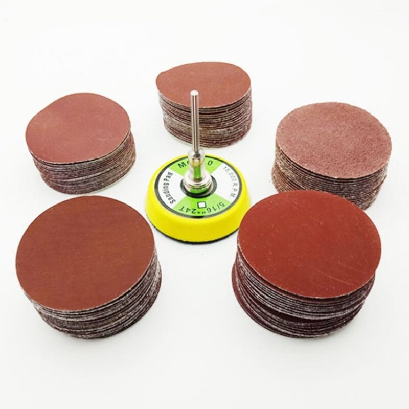 100Pcs Wet Dry Sandpaper Assortment 60-2000 Grit Sander Disc 2inch 50mm With Hook and Loop Sanding pad for Wood