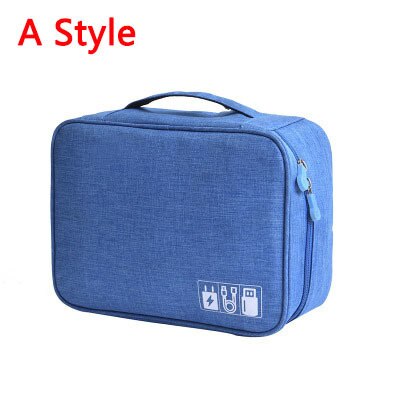 Power Bank Usb Travel Accessoires Digitale Tas Grote Shockproof Gadgets Pouch Elektronische Lader Kabel Oortelefoon Opbergtas: A Style Blue