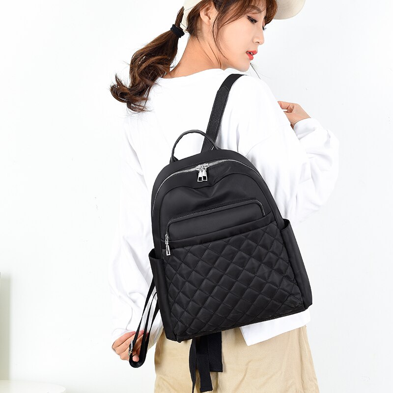 Toposhine, bolso escolar para chicas, garantizada, bolso de para mujeres, mochila con hilos bordados, mochila, Bolso Negro Oxford