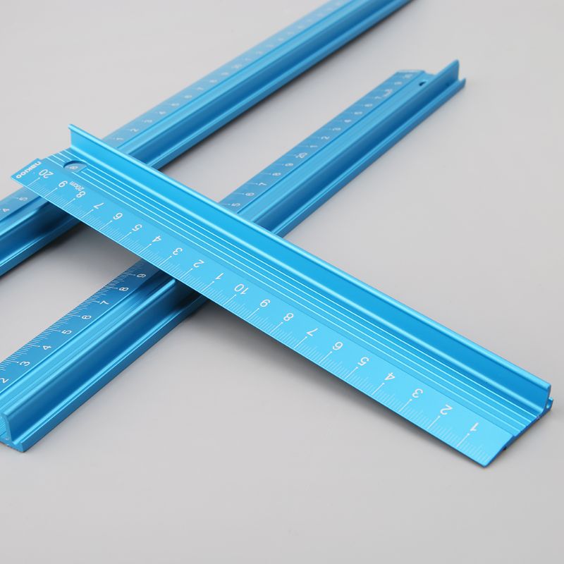 20/30/45cm Blue Aluminum Alloy Straight Ruler Protective Scale Measuring Engineers Drawing Tool Rulers 3 Sizes
