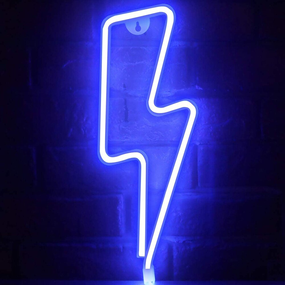 Kühlen Blitz Neon- Zeichen freundlicher Schlafzimmer Zauberstab Dekoration Blau Rosa verrotten warm Weiß Blitz bilden LED Lampe Büro Spielen Zimmer dezember: Blau