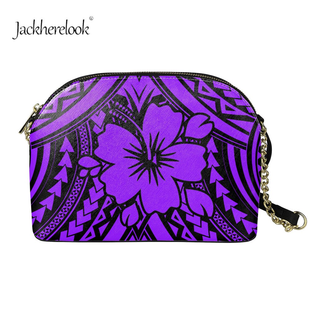 Jackherelook dames handtassen merk trendy crossbody tas polynesisch hibiscus patroon meisjes rits ketting crossbody tassen: Htae 1475 d 49
