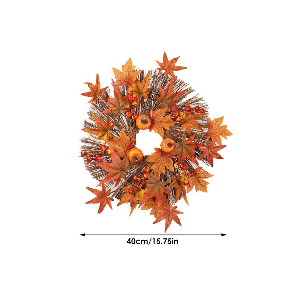 Tema de otoño puerta corona Artificial de cono de pino Arce Artificial guirnalda tela corona de mimbre Día de Acción de Gracias de la decoración del hogar: B